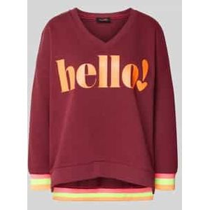 Sweatshirt met statementprint en V-hals