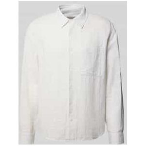 Vrijetijdsoverhemd van een mix van linnen en katoen met kentkraag