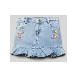 Jeansrok met motiefstitching en labeldetail