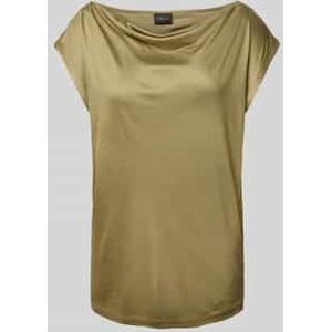 Loose fit top van glanzende viscose met cascadehals