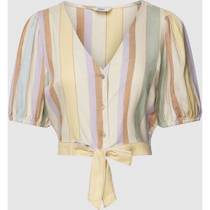 Korte blouse met viscose en V-hals, model 'TINE'