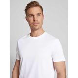 T-shirt met geribde ronde hals, model 'Cosmo'