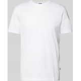 T-shirt met geribde ronde hals, model 'Cosmo'