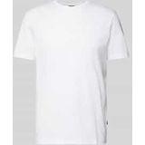 T-shirt met geribde ronde hals, model 'Cosmo'