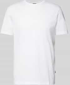 T-shirt met geribde ronde hals, model 'Cosmo'