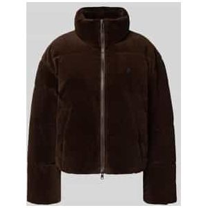 Gewatteerd jack van corduroy met opstaande kraag en labelstitching