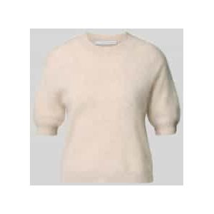 Gebreide pullover van een mix van kasjmier en wol met 1/2-mouwen