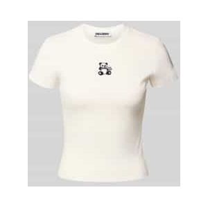 T-shirt met motiefstitching en ronde hals