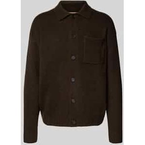 Gebreid jack met platte kraag en borstzak