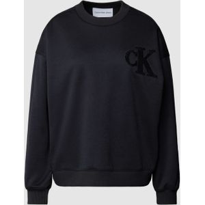 Sweatshirt met labeldetail, model 'CHENILLE'