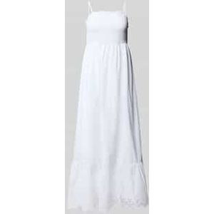 Uitlopende midi-jurk met broderie anglaise