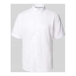 Slim fit linnen overhemd met knoopsluiting