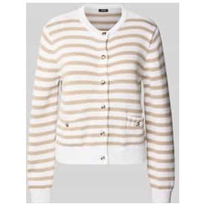 Joop! - Gebreide Cardigan - Crèmewit - Beige Horizontaal Streepjespatroon
