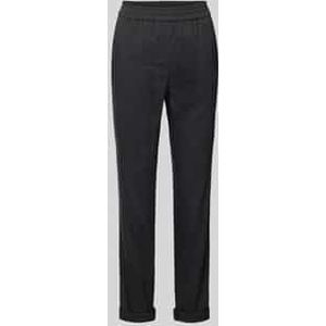 Regular fit broek van linnenmix met elastische band