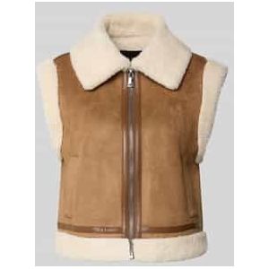 Gilet in leerlook met voering van imitatiebont