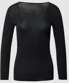 Schiesser Luxury Longsleeve Dames Ondershirt - Zwart