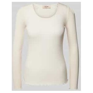 Shirt met lange mouwen en geribde ronde hals, model 'Elaine'