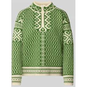 Gebreide pullover van wol met ritssluiting, model 'LEKNES'