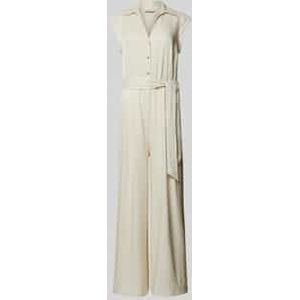 Jumpsuit met korte knoopsluiting en strikceintuur, model 'DONNI'