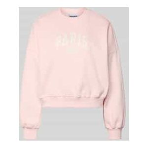 Sweatshirt met labelprint en ronde hals
