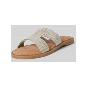 Slippers van leer met siergarnering