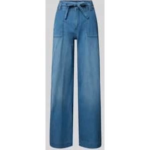 Wide leg jeans met strikceintuur, model 'Sienna'