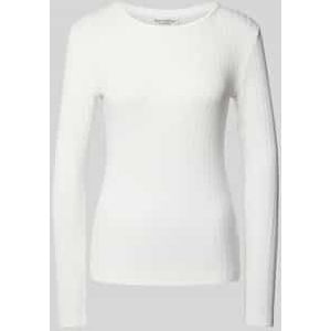 Slim fit shirt met lange mouwen van een mix van katoen en modal met een zachte geribde jersey structuur