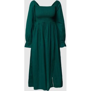 Midi-jurk met smokdetail