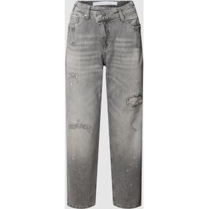 Straight fit jeans met labelpatch, model 'CRISSCROSS SHINE'
