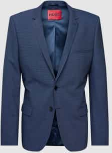 HUGO - 50495628 - Colbert Blazer - Zwart - Materiaalmix met Scheerwol