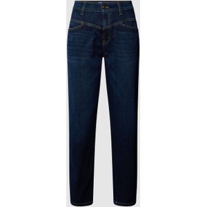 Mid rise jeans met straight fit en labelpatch