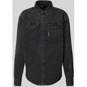 Regular fit jeansoverhemd met labeldetail