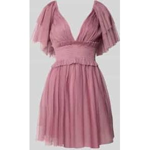 Cocktailjurk met V-hals en tailleband