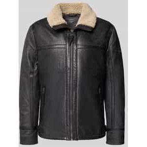 Leren jack van schapennappa met ritszakken