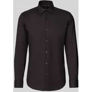 Slim fit zakelijk overhemd in tweekleurig twill, model 'HANK'