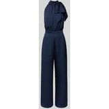 Swing - Jumpsuit - Getailleerd Model - Opstaande Kraag - Strikdetail - Plooien - Naadritssluiting