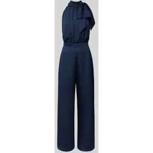 Swing - Jumpsuit - Getailleerd Model - Opstaande Kraag - Strikdetail - Plooien - Naadritssluiting