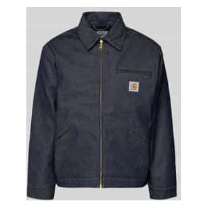 Carhartt Wip - Tussenjassen - Blauw - Denim - Ritsjas met Fluwelen Kraag
