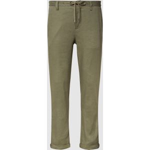 Regular fit stoffen broek met tunnelkoord, model 'Moss Green'