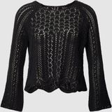 Korte gebreide pullover met all-over broderie anglaise, model 'NOLA'