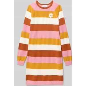 Knielange gebreide jurk met ronde hals, model 'DEDDA'