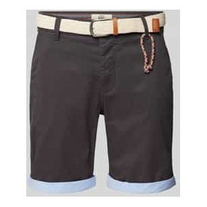 Regular fit korte broek met riem in gevlochten look, model 'MAGNUS'