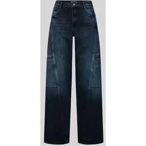 Wide leg jeans met strookzakken, model 'Lola'