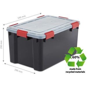Waterdichte opbergbox met 6 sterke clipsluitingen, 50 liter