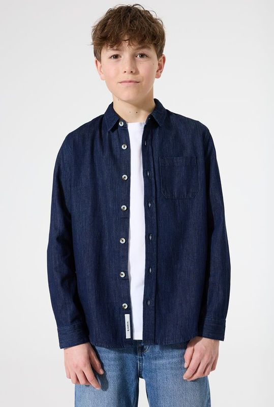 GARCIA - Overhemd - Blauw - Katoen - Ruitpatroon - Lange Mouwen