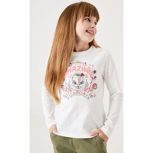 GARCIA Meisjes Chest print T-shirt Wit Long mouw