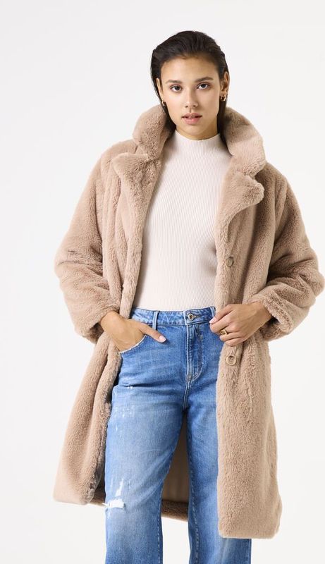 GARCIA - Fluffy Mantel - Bruin - Tussenjas