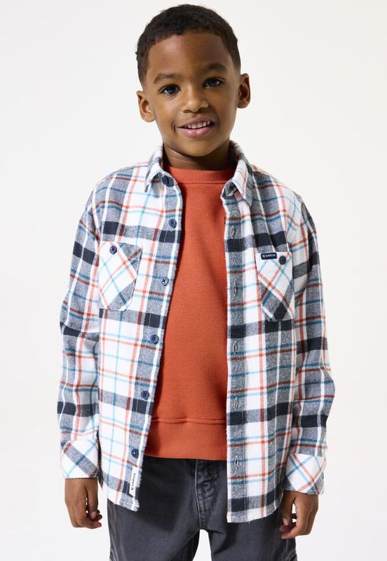 GARCIA - Overhemd - Wit - Geruit Flanellen - Lange Mouwen - Regular Fit