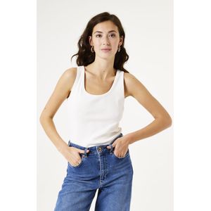 GARCIA - Stretch Top - Wit - Ribstof - Slim Fit