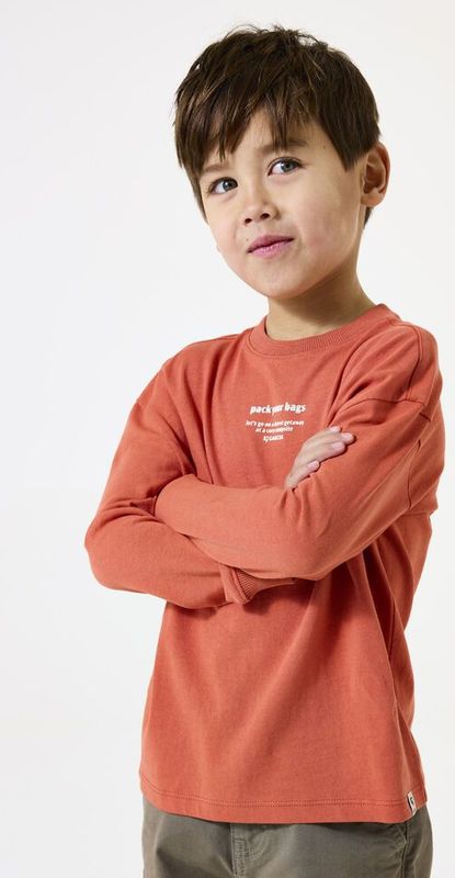 GARCIA - Print T-shirt - Oranje - Lange Mouw